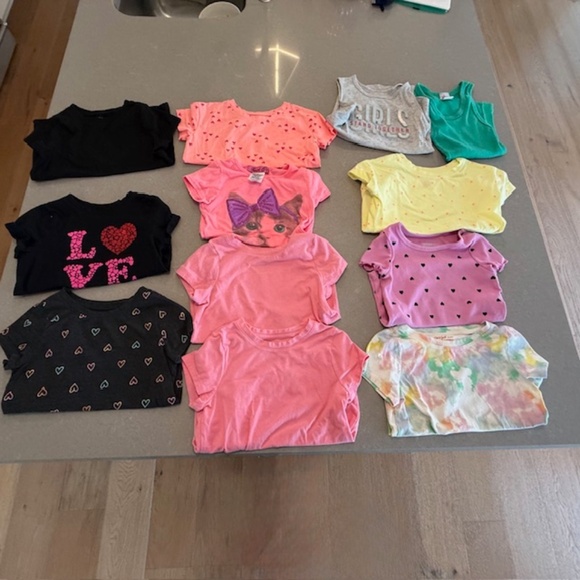 Cat & Jack Other - Bundle 12 Little Girl Short Sleeve (10) &  Sleeveless (2) Cotton XS T-Shirts & S